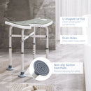 HOMCOM Aluminium Shower Stool For Elderly Disabled Non-Slip Bath Stool Blue