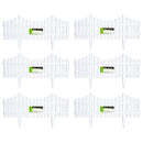 33cm Set of 4 White Plastic Picket Fence Garden Edging with Wood Effect