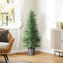 HOMCOM Set of 2 Artificial Cypress Trees with PE Leaves for Indoor Outdoor