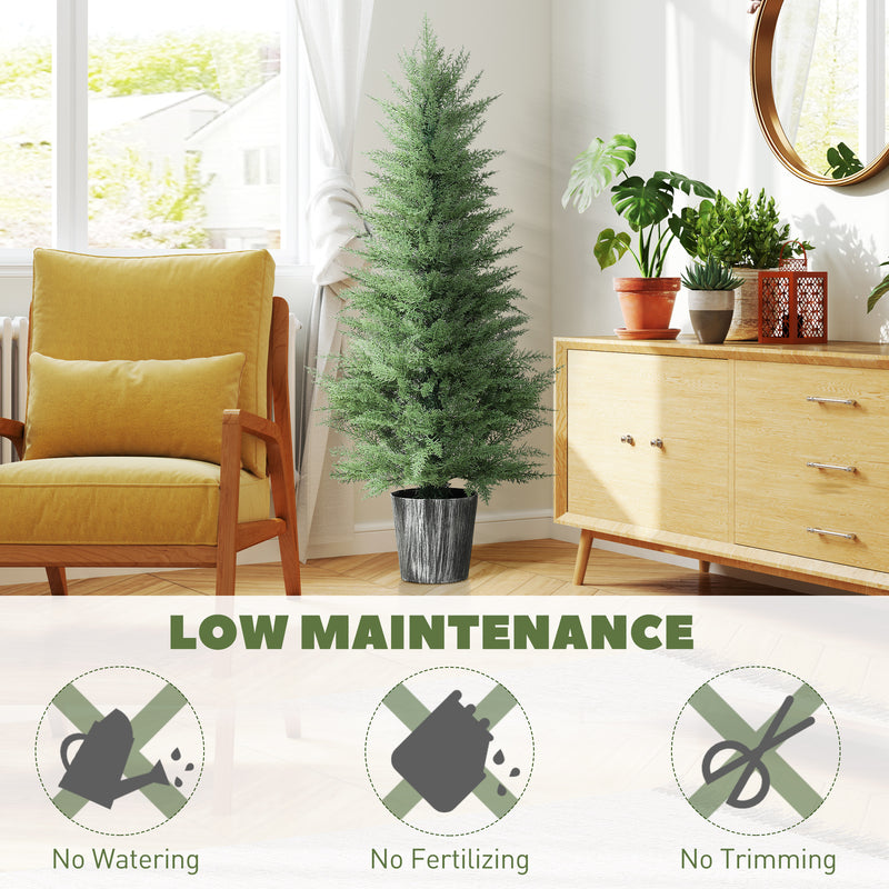 HOMCOM Set of 2 Artificial Cypress Trees with PE Leaves for Indoor Outdoor