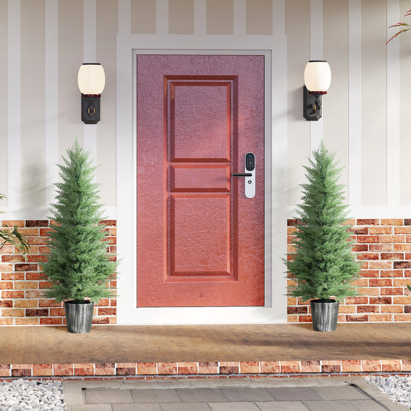 HOMCOM Set of 2 Artificial Cypress Trees with PE Leaves for Indoor Outdoor