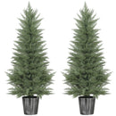 HOMCOM Set of 2 Artificial Cypress Trees with PE Leaves for Indoor Outdoor