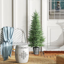 HOMCOM Set of 2 Artificial Cypress Trees with PE Leaves for Indoor Outdoor