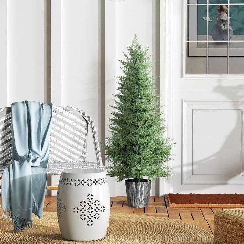 HOMCOM Set of 2 Artificial Cypress Trees with PE Leaves for Indoor Outdoor