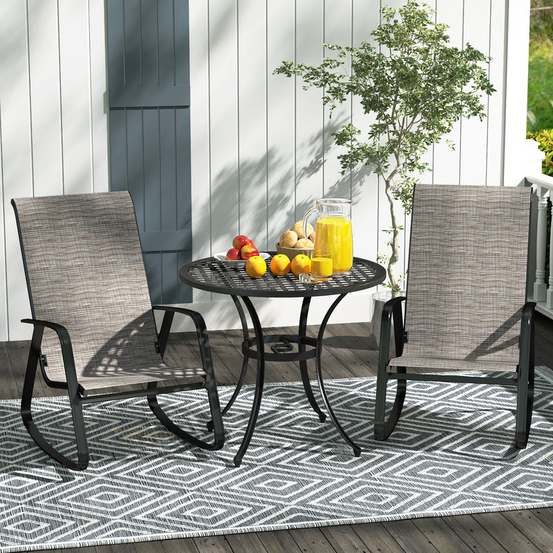 Outsunny 2PCS Garden Rocking Chairs with Armrests, High Back, Light Brown