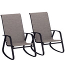 Outsunny 2PCS Garden Rocking Chairs with Armrests, High Back, Light Brown