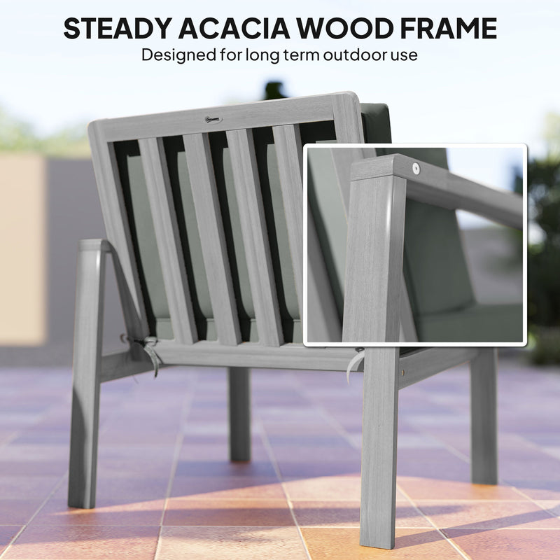 Outsunny 4 Pieces Wooden Garden Furniture Set With Cushions