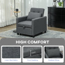 HOMCOM Convertible Single Chair Bed with Upholstered Fabric