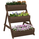 Outsunny 3 Tier Raised Garden Bed Wooden Elevated Planter Box Kit, Tan