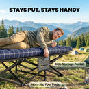 Outsunny Camping Cot Heavy Duty Folding Bed with Soft Pad Blue