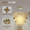 HOMCOM Boho Hemp Rope Pendant Light, Ceiling Light for Bedroom, Light Brown