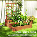 Outsunny 3 Tier Wooden Garden Planters with Trellis for Vine Climbing Plants