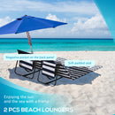 Outsunny Garden Beach Chair Mat, Sun Lounger Seats with Adjustable Back