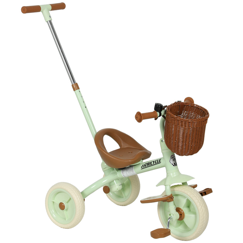 AIYAPLAY Toddler Trike with Adjustable Parent Handle Basket for Kids