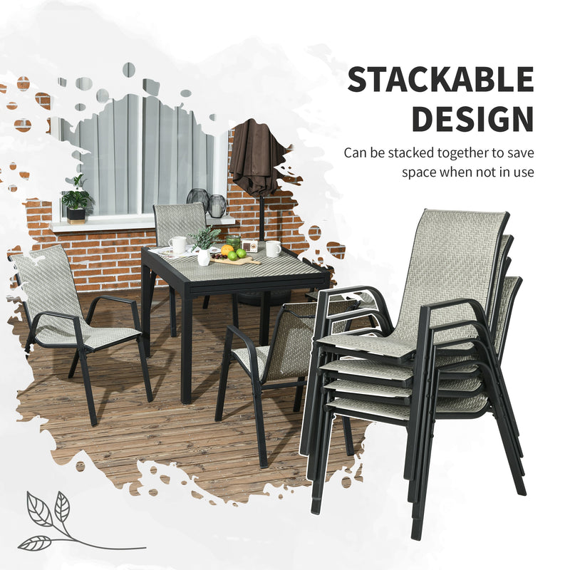 Outsunny Wicker Dining Chairs Set of 4, Stackable Outdoor Chairs