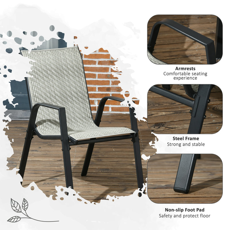 Outsunny Wicker Dining Chairs Set of 4, Stackable Outdoor Chairs