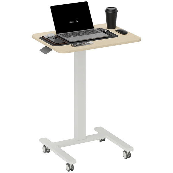 Vinsetto Standing Desk Sit Stand Desk With 4 Rolling Wheels, Natural