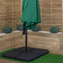 3m Cantilever Banana Garden Parasol in Green with Crank Handle and Parasol Base Weights Included