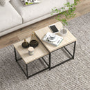 HOMCOM Coffee Table Set of 2, Nest of Tables with 3.5cm Thick Tabletop, Oak