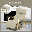 HOMCOM Rocking Chair Recliner Armchair With Adjustable Footrest, Khaki