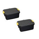 24L Heavy Duty Lockable & Stackable Storage Tub Chest with Clips in Black