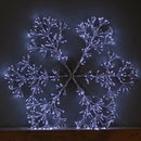 90cm Light up Silver Starburst Christmas Snowflake Hanging Decoration with 660 White LEDs