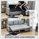 HOMCOM Fold-Out Convertible Sofa Bed With Removable Covers, Grey