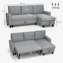 HOMCOM Fold-Out Convertible Sofa Bed With Removable Covers, Grey