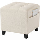 HOMCOM Small Ottoman with Side Pocket Living Room, Beige