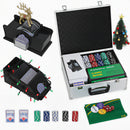 SPORTNOW 300-Piece Texas Holdem Poker Chips Set with Card Shuffler and Shoe