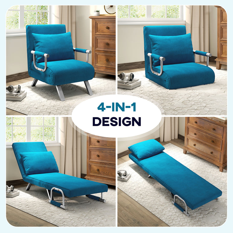 HOMCOM Single Folding 5 Position Convertible Sleeper Chair Bed