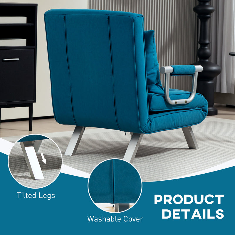 HOMCOM Single Folding 5 Position Convertible Sleeper Chair Bed