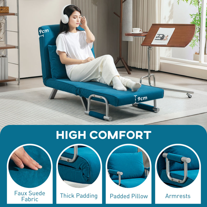 HOMCOM Single Folding 5 Position Convertible Sleeper Chair Bed