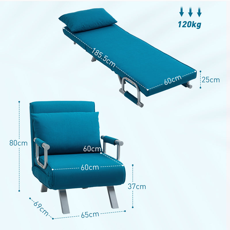 HOMCOM Single Folding 5 Position Convertible Sleeper Chair Bed