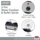 Lewis's 3 Pot Slow Cooker 420W