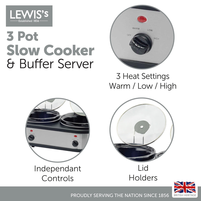 Lewis's 3 Pot Slow Cooker 420W