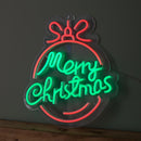 38cm x 40cm Light up Red and Green Neon Flex Merry Christmas Ball