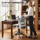HOMCOM Mesh Painting Chair, Rolling Desk Chair With Flip-up Armrests, Grey