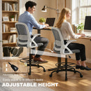 HOMCOM Mesh Painting Chair, Rolling Desk Chair With Flip-up Armrests, Grey