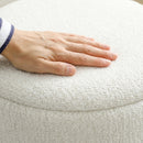 HOMCOM Round Storage Ottoman Set Of 2, Nesting Footrest Stool, Cream & Brown
