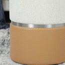 HOMCOM Round Storage Ottoman Set Of 2, Nesting Footrest Stool, Cream & Brown