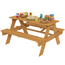 AIYAPLAY Kids Picnic Table Outdoor Wooden Natural Wood