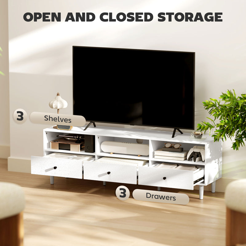 HOMCOM TV Unit, TV Cabinet for up to 75\", with Drawers, Shelves, White