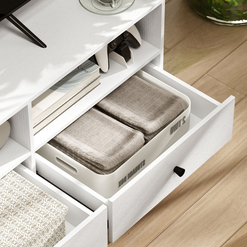 HOMCOM TV Unit, TV Cabinet for up to 75\", with Drawers, Shelves, White