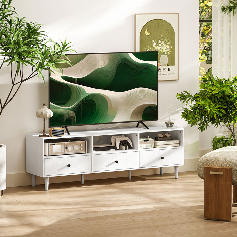 HOMCOM TV Unit, TV Cabinet for up to 75\", with Drawers, Shelves, White