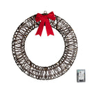 50cm Battery Operated Light up Christmas Wreath with Red Bow & 40 Warm White LEDs