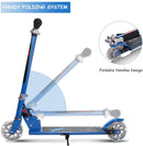 Kids Aluminum Folding Stunt Scooter with LED Wheels-Blue
