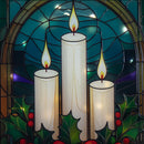 28cm Battery Powered Light Up Glass Christmas Decoration With Candles & Warm White LEDs
