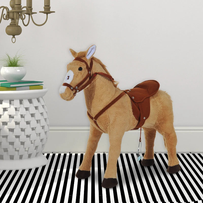 HOMCOM Children Plush Soft Pony - Beige