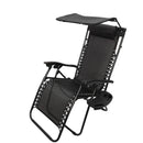 Multi Position Garden Gravity Relaxer Chair Sun Lounger with Sun Canopy in Black